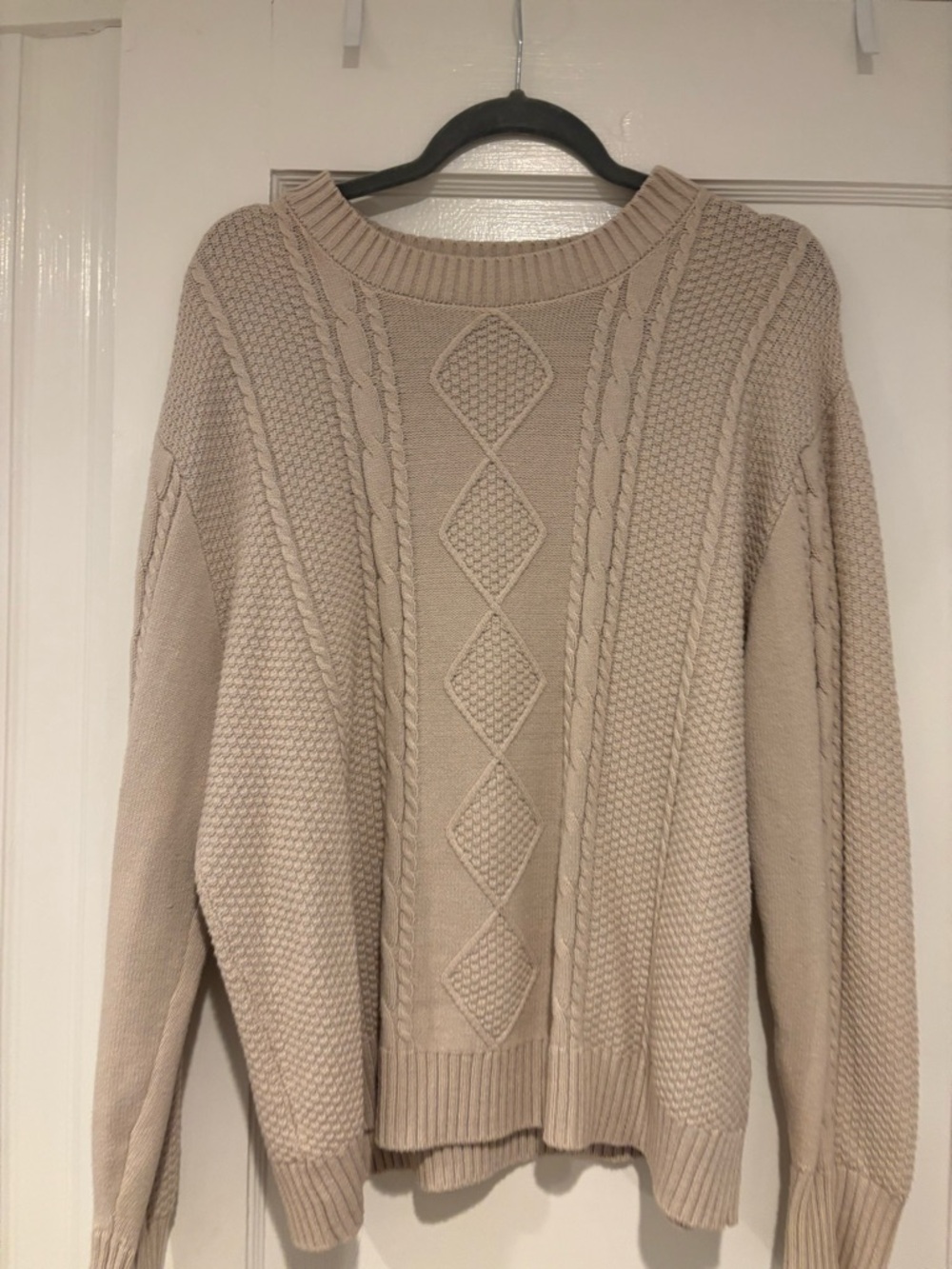Hollister Beige Cable-Knit Crew Sweater